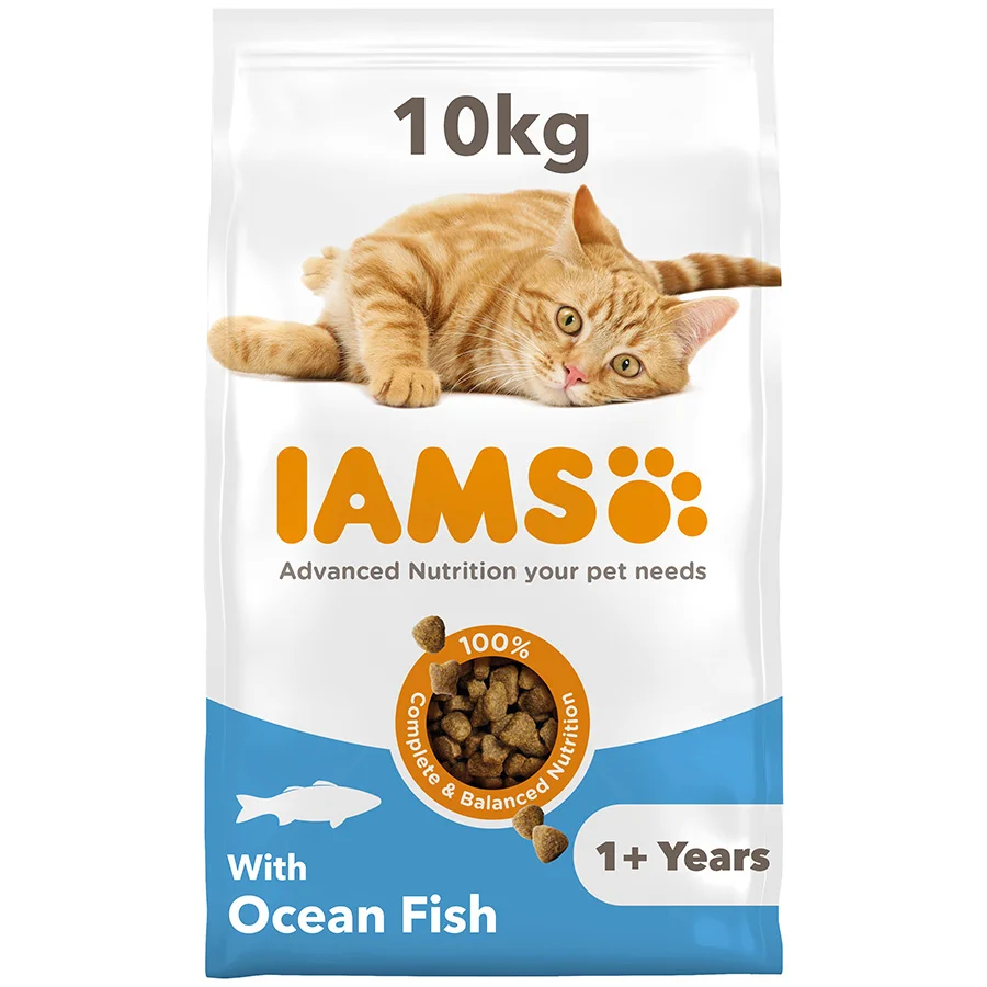 Sustainable Iams Vitality Adult Dry Cat Food with Ocean Fish 10kg Modern