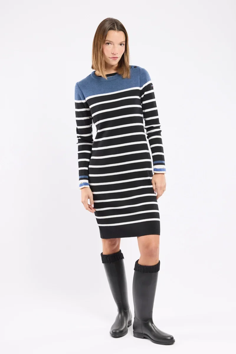 Authentic Robe pull rayée - laine mérinos Fine