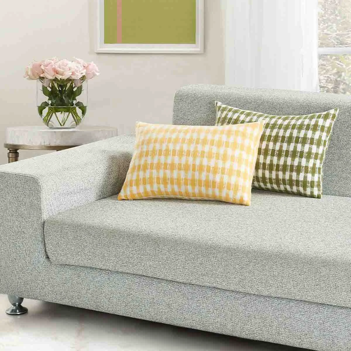 Clean Odette Woven Interlocking Check Cushion Exceptional
