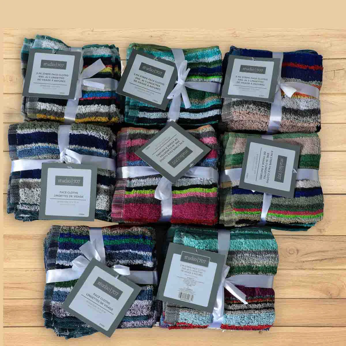 Artisan Studio 707 - 5 Pk Stripe Face Cloths Luxury