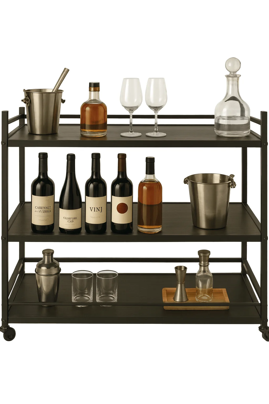 Versatile Rolling Bar Cart Solid