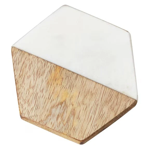 Soft MARBLE AND WOOD COASTER HEXAGON IV AB02 Detailed