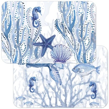 User-Friendly REVERSIBLE PLACEMAT INDIGO COASTAL Smooth