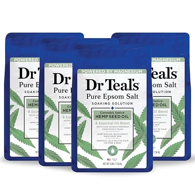 Trendy Dr Teal's Pure Epsom Salt Cannabis Sativa Hemp Seed Oil 3 lb Comfortable