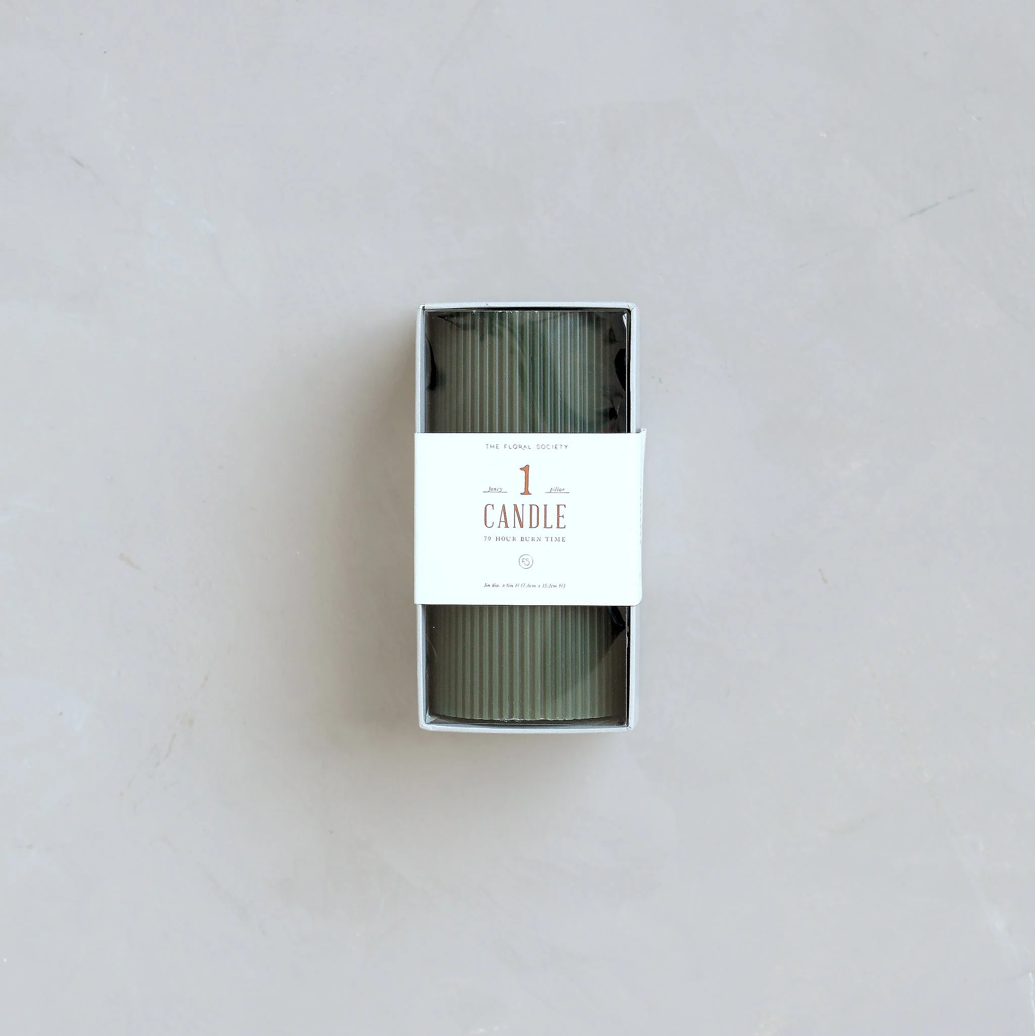 Solid Ribbed Pillar Candle Moss Responsible