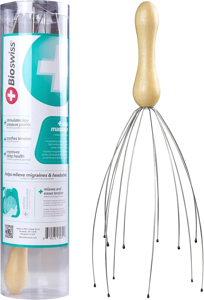 Sustainable BioSwiss Scalp Massager Handheld Head and Temple Massage Tool Certified