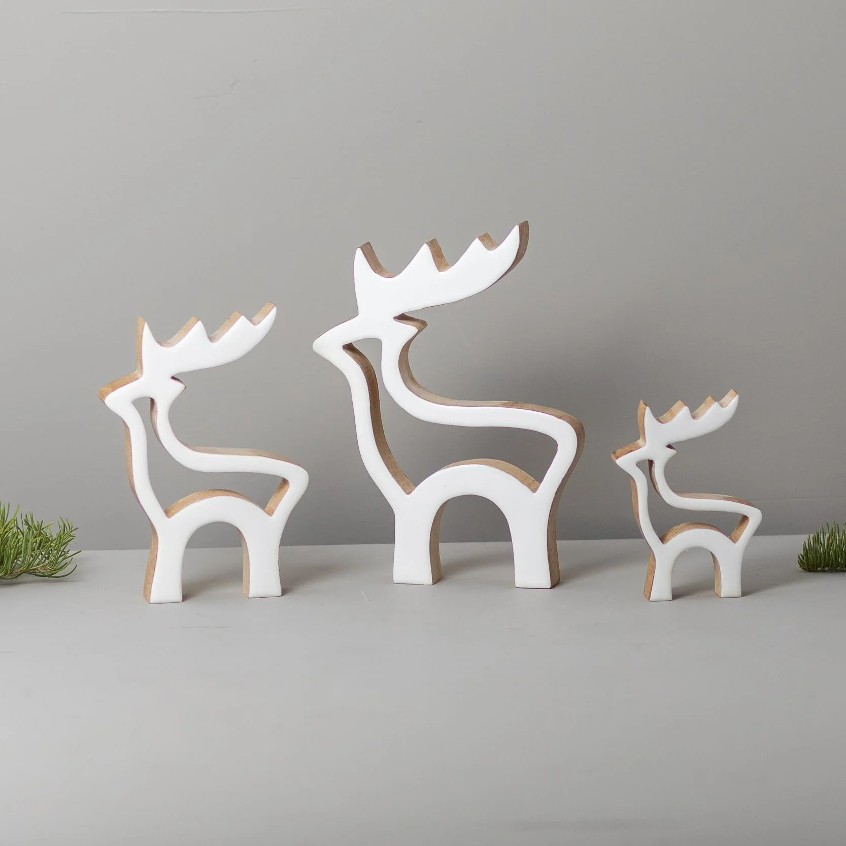 Convenient Mango Wood amp Enamel Cut Out Reindeer Large Lightweight