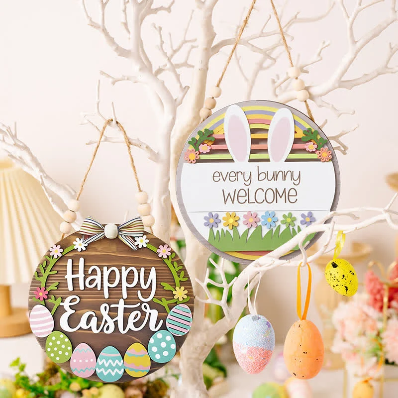 Sustainable Ownkoti Easter Bunny amp Egg Wooden Door Hanger Enhanced