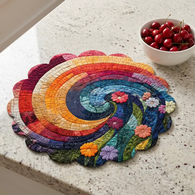 Detailed Ownkoti Rainbow Swirl Boho Polyester Placemat Trusted