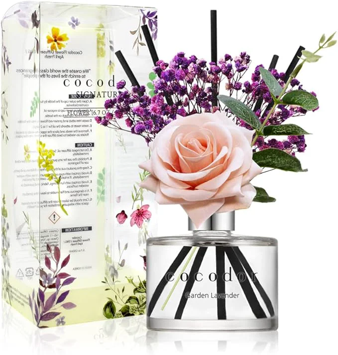 Specialty COCODOR Rose Reed Diffuser Set 6.7oz Garden Lavender Scent Diffuser Recyclable