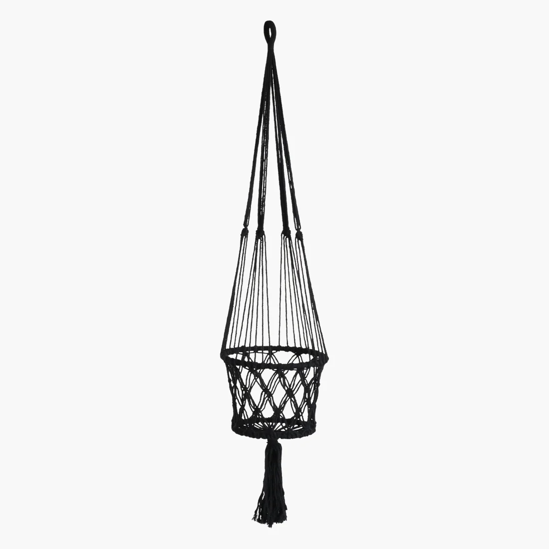 Contemporary Macramé plantenhanger large zwart Clean