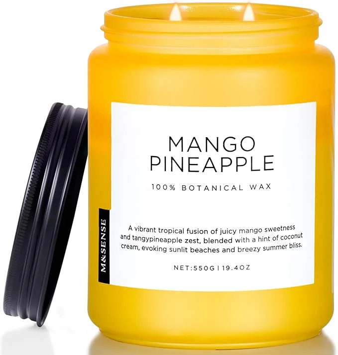 Smooth M SENSE Mango Pineapple Scented Candle 19.4oz Non Toxic Natural Soy Wax 110 Enhanced
