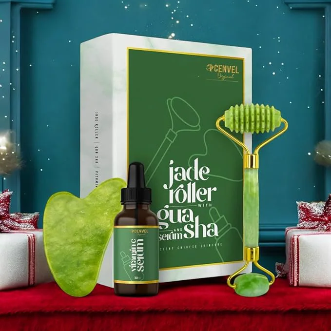 Authentic Crystal Jade Stone Roller and Gua Sha Set World-Class