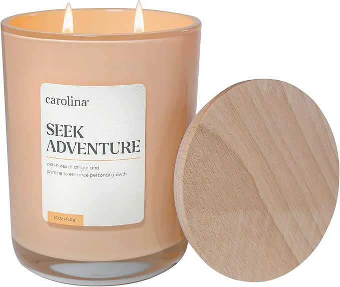 Certified Carolina Seek Adventure Scented Candle 16 oz Amber Jasmine Scented 2 Wick Healthy
