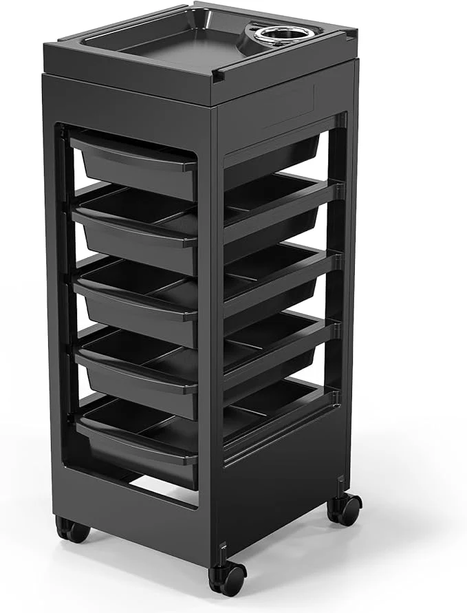 Stylish OmySalon Salon Cart for Hair Stylist Black Fast