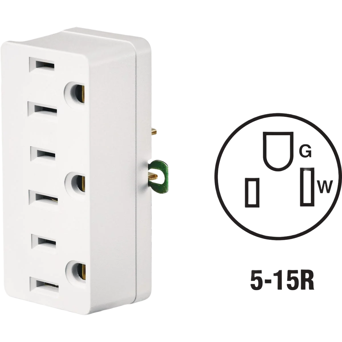 Crafted Leviton White 15A 3-Outlet Tap Premium
