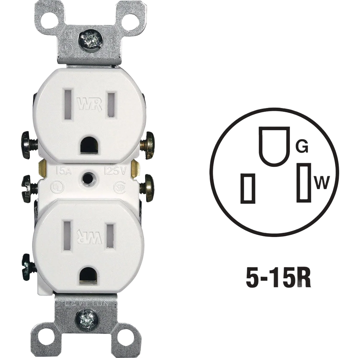 Sophisticated Leviton 15 Amp White Tamper Weather Resistant Residential Grade Duplex Outlet Top-Quality