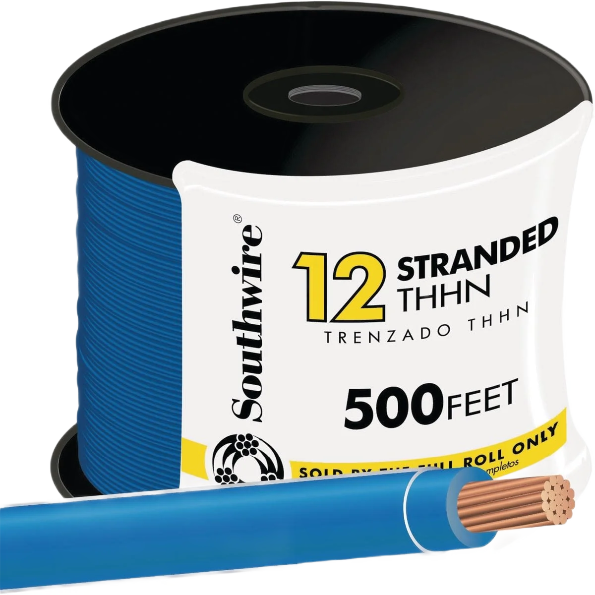 Solid Southwire 500 ft. 12 AWG Blue Stranded THHN Wire Unique