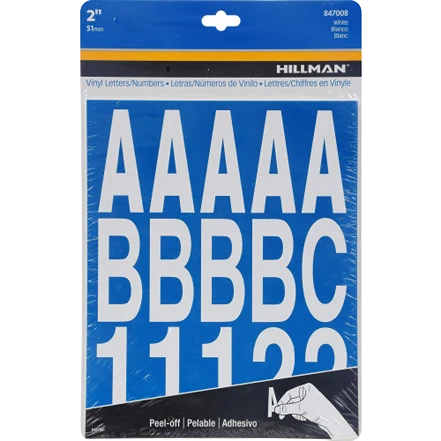 Clean Hillman Adhesive 2-In. White Letter Number Kit Certified