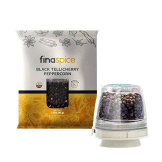 Sustainable FinaMill FinaSpice Black Tellicherry Peppercorns 1.59 oz. Solid