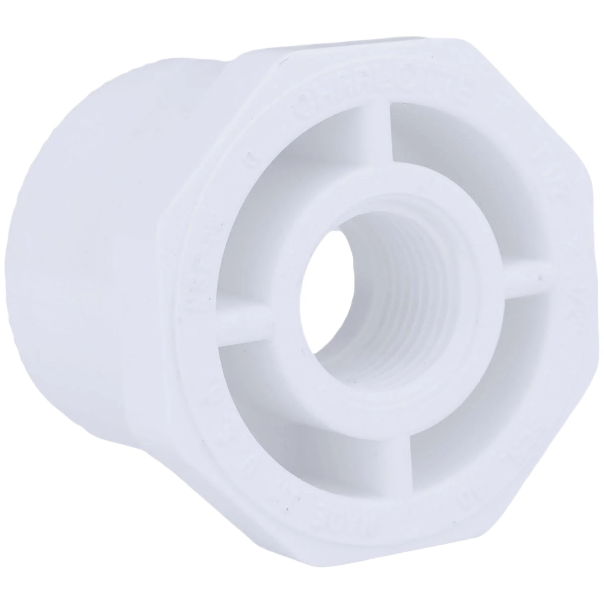 Detailed Charlotte Pipe Schedule 40 Bushing PVC Bushing 1-1 2 In. SPG x 1 2 In. FPT Smooth