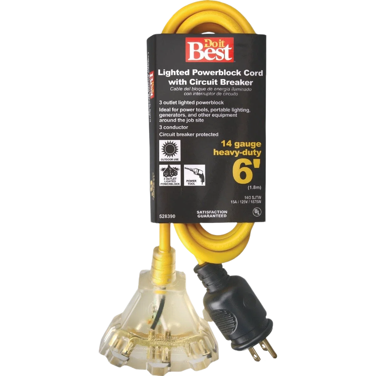 Traditional Do it Yellow 14 3 Circuit Breaker Protected Extension Cord 6 ft. Luxury