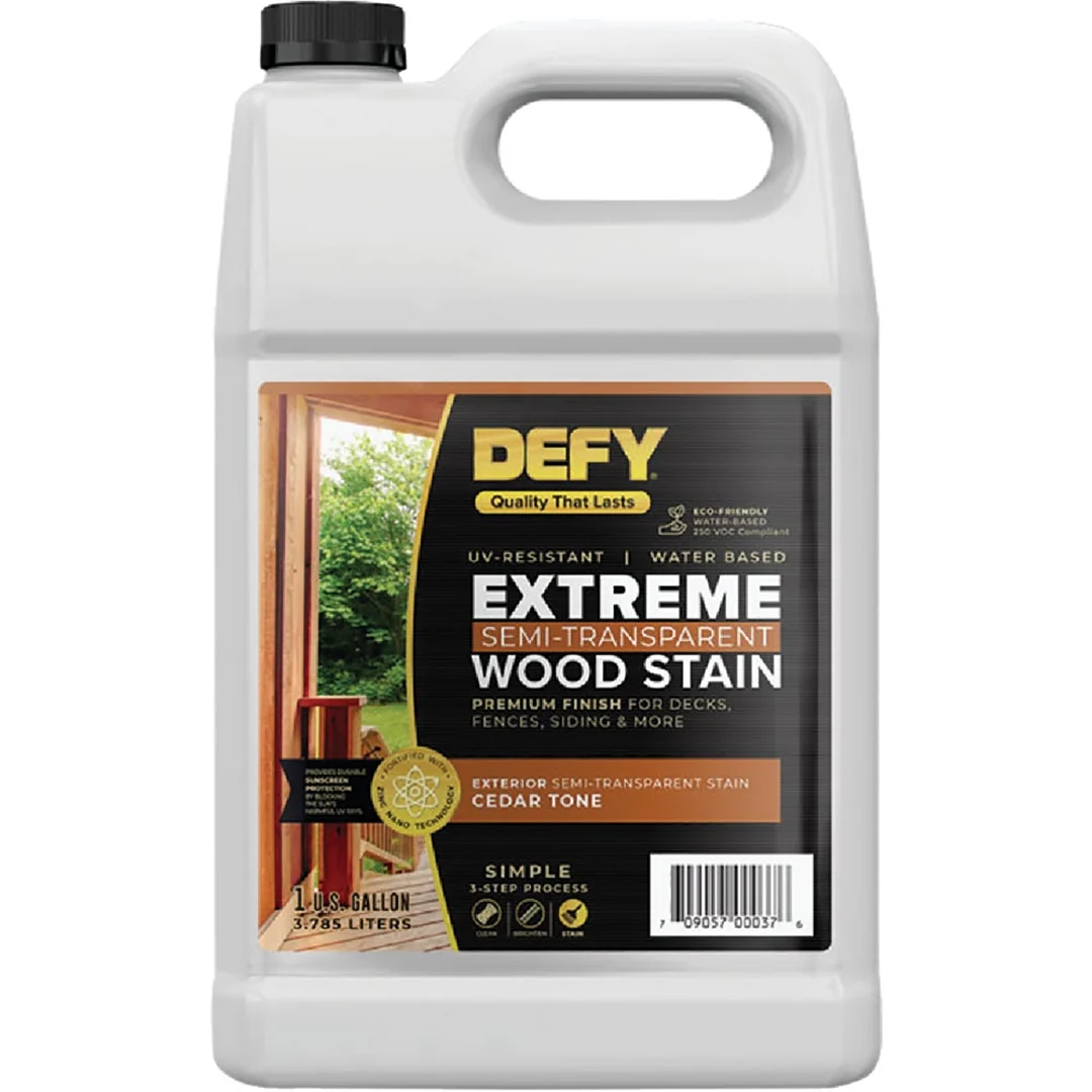 Crafted Defy Semi-Transparent Exterior Wood Stain Cedar Tone 1 Gal Premium Material