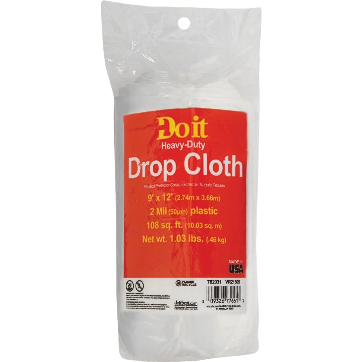 User-Friendly Do it 2 Mil Plastic Paint Drop Cloth 9 x 12 ft. Reusable