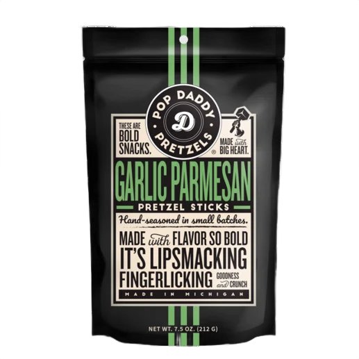 Superior Pop Daddy Garlic Parmesan Seasoned Pretzels 7.5 oz. Natural
