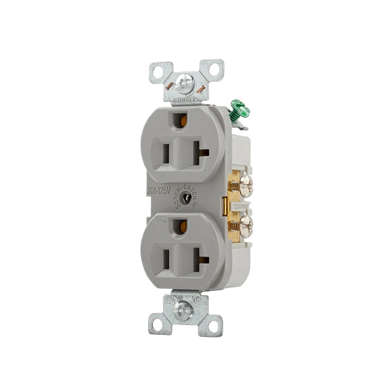 Unique Cooper 20A 125V Commercial Gray Duplex Receptacle Clean