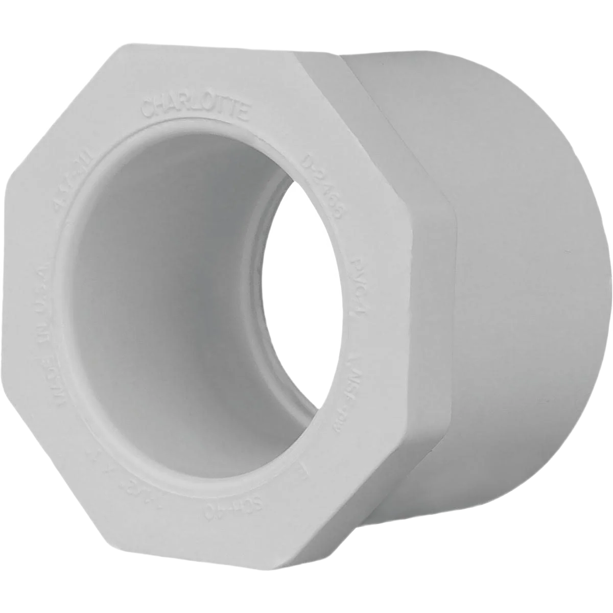 Authentic Charlotte Pipe 1-1 2 SPG x 1 Slip PVC Bushing Clean