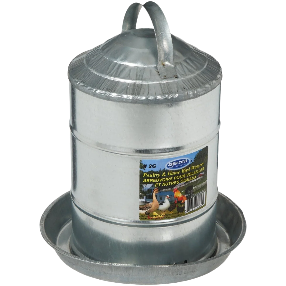 Durable Farm-Tuff 2-gal Galvanized Poultry Fountain Healthy