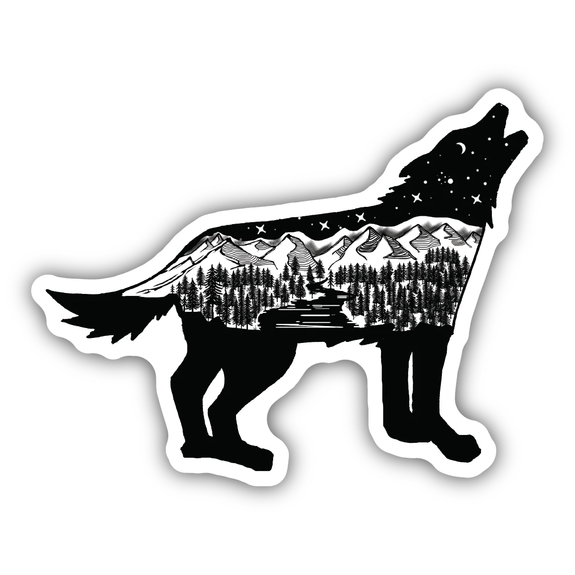 Convenient Stickers Northwest Wolf Scene Sticker Excellent
