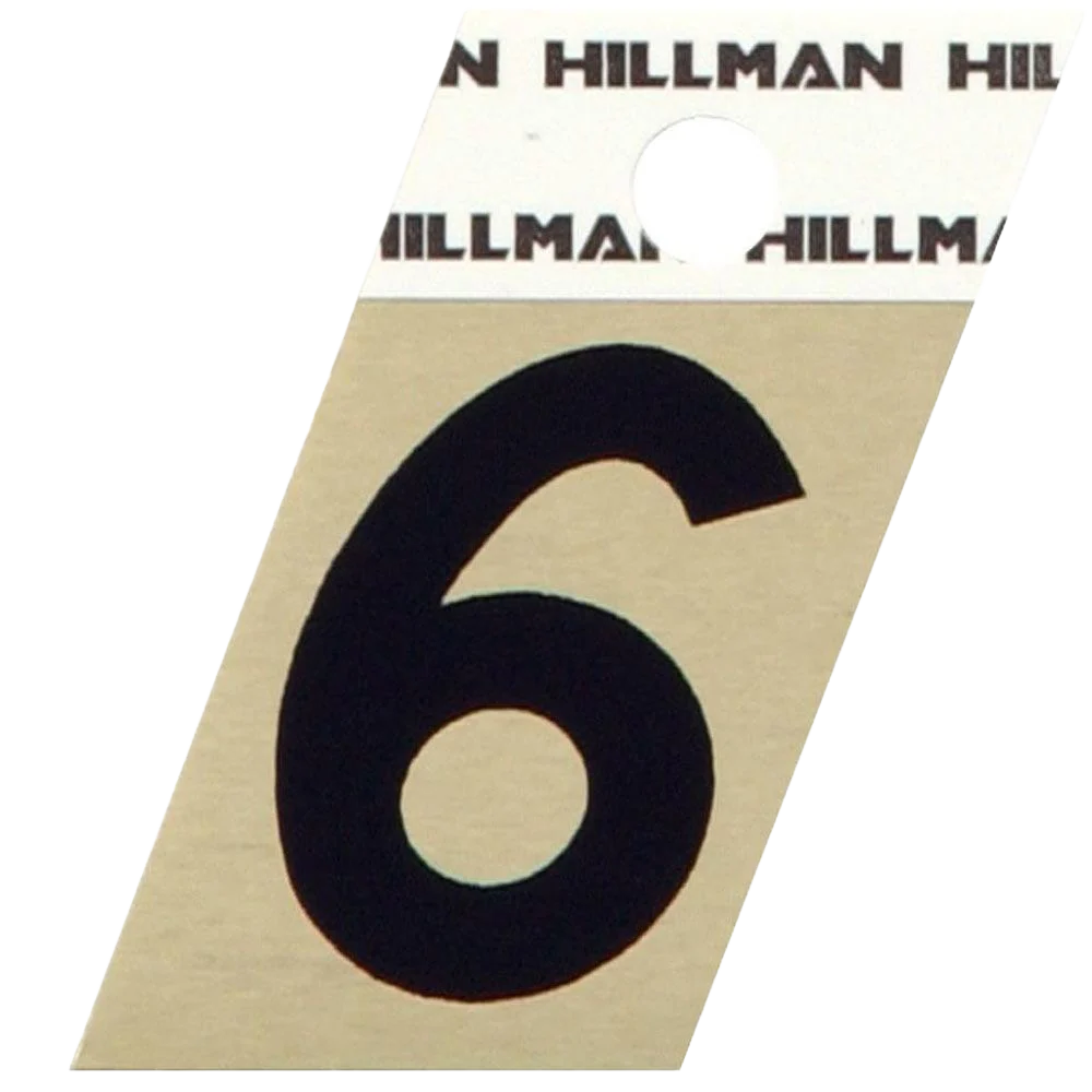Stylish Hillman 1-1 2-In. Adhesive Black Gold Aluminum House Number 6 Healthy