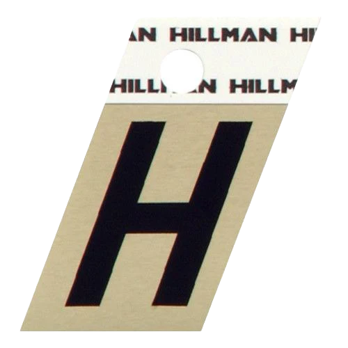 Authentic Hillman 1-1 2 in. Black Gold Aluminum Angle Cut Sticker Letter H Eco-Friendly