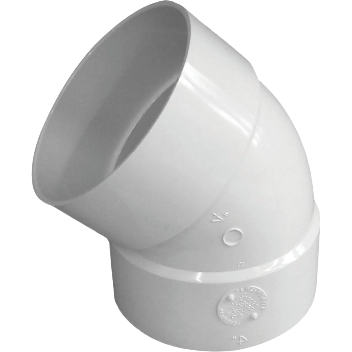Contemporary IPEX 45 deg. PVC Elbow with 1 8 Bend Solid