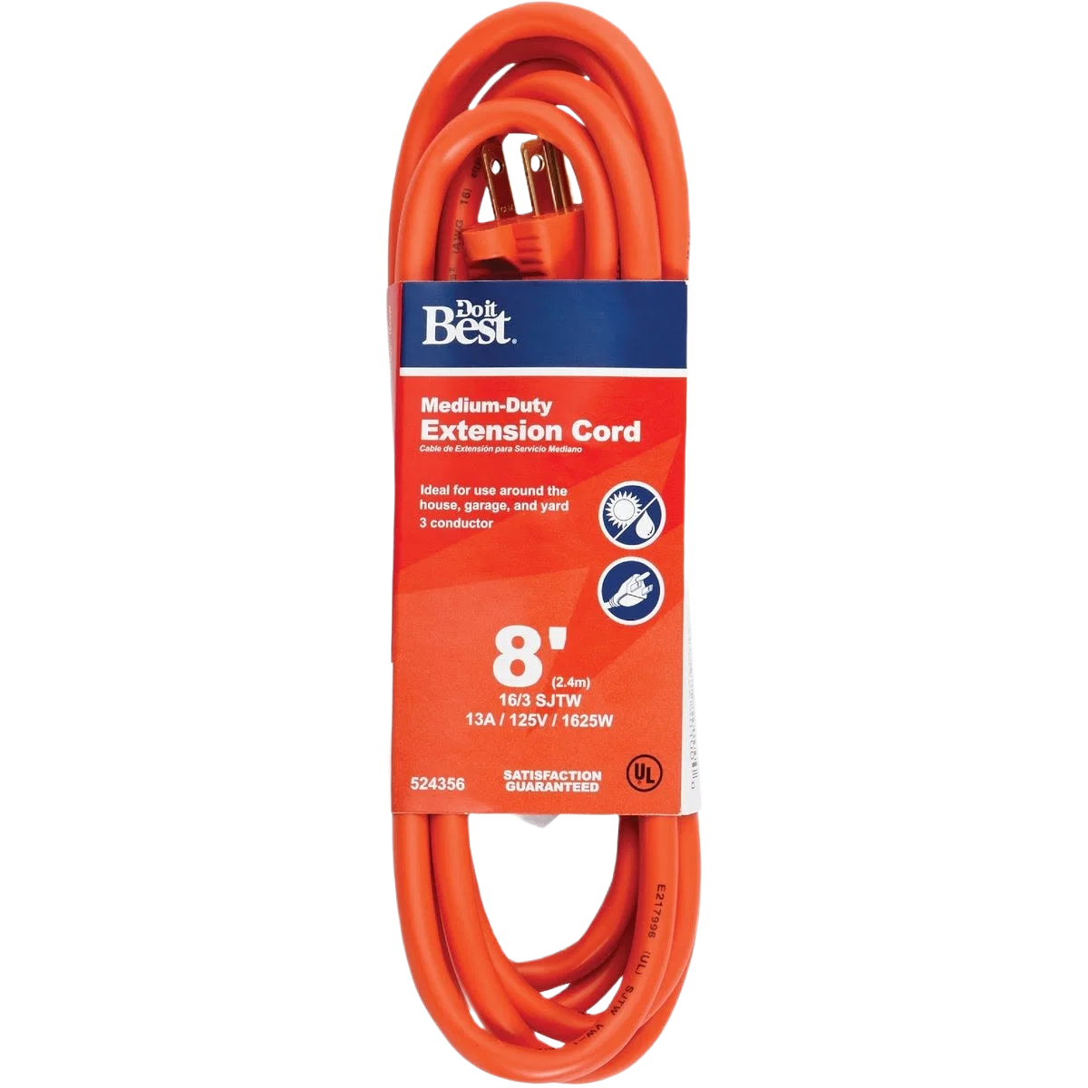 Sustainable Do it Orange 16 3 Outdoor Extension Cord 8 ft. Smooth