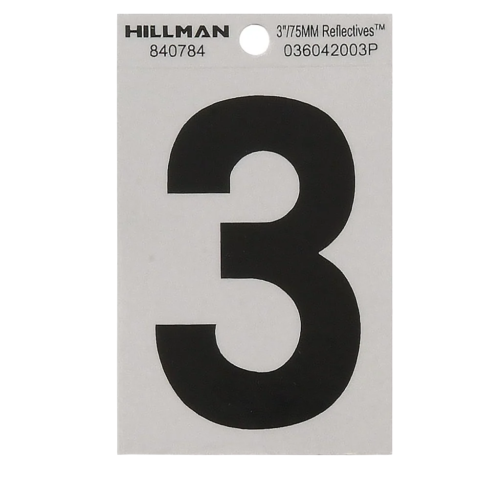Carefully Designed Hillman 3-In. Adhesive Black Silver House Number 3 Sustainable