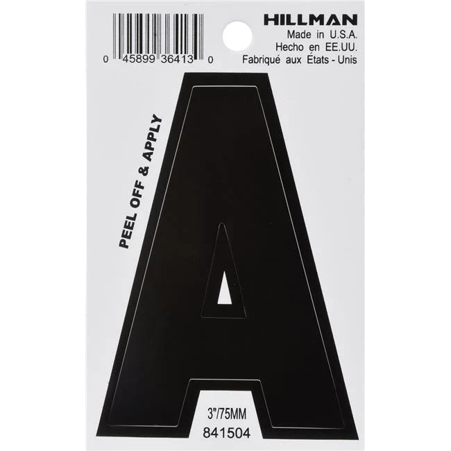 Detailed Hillman 3 in. Black Vinyl Die Cut Sticker Letter A Proven