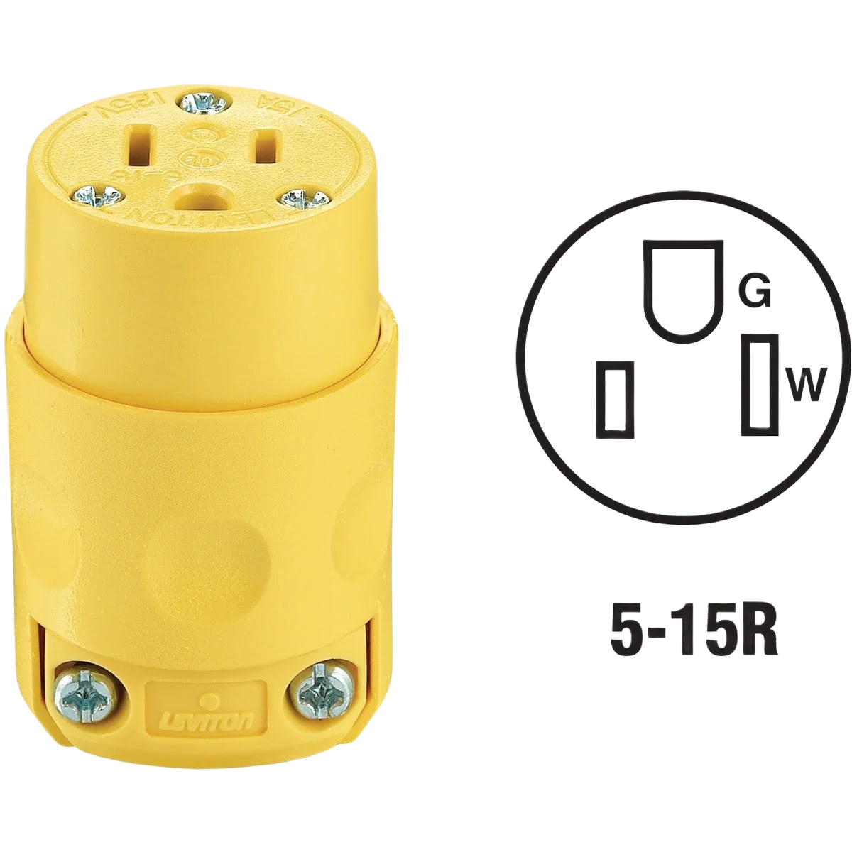 Casual Leviton 15 Amp 3-Wire 2-Pole Yellow Cord Connector Fine Crafted
