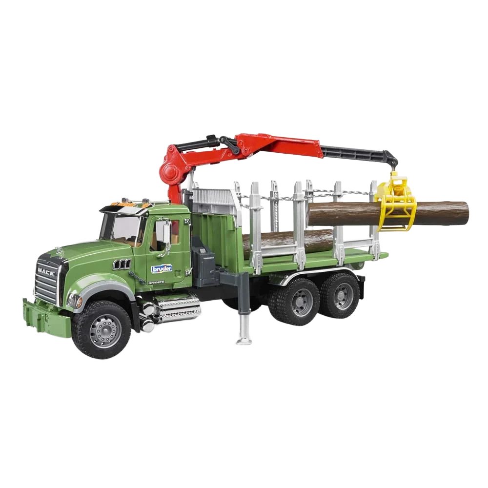 Verified Bruder MACK Granite Timber Truck With Loading Crane Logs Authentic