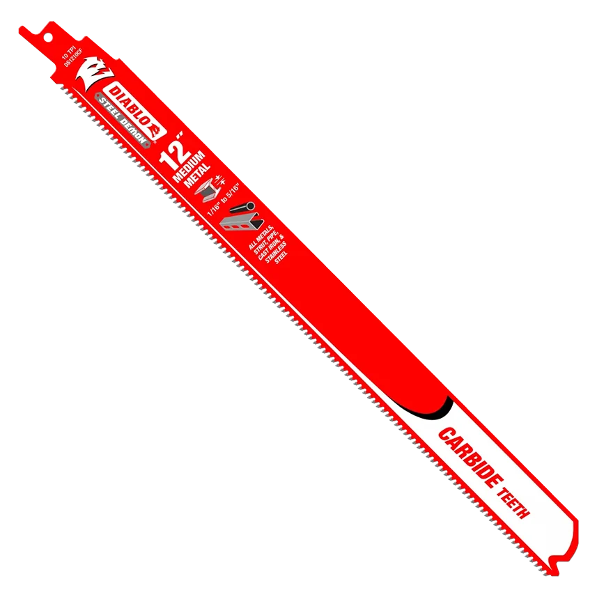 Superior Diablo 12 in. Carbide Recip Blades for Medium Metal Cutting Reliable