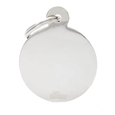 Traditional MyFamily Large Chrome Round ID Tag Trusted