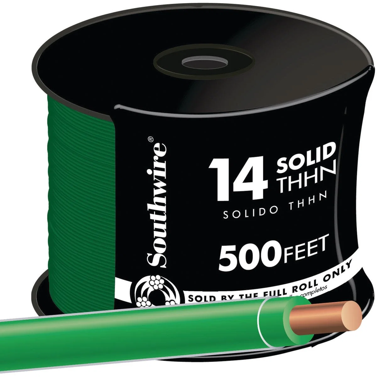 Soft Southwire 500 ft. 14 AWG Green Solid THHN Wire Functional