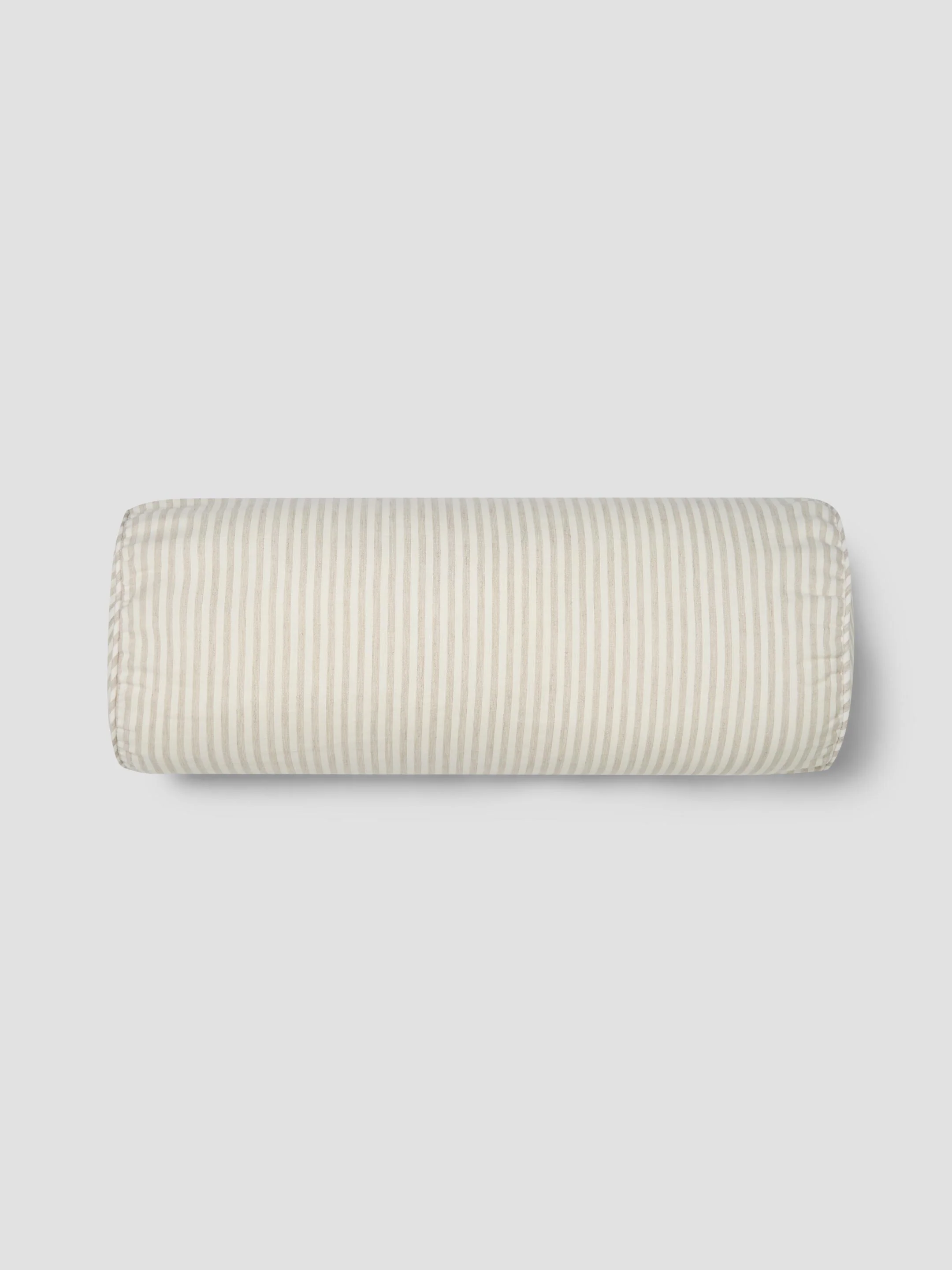 Top-Quality Oatmeal Stripe Linen Blend Bolster Filled Cushion Smart