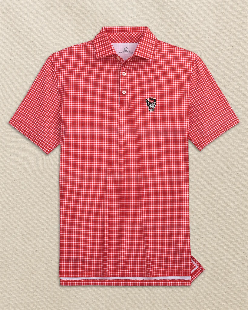 User-Friendly NC State Wolf Head Driver Dunes Edge Plaid Polo Functional