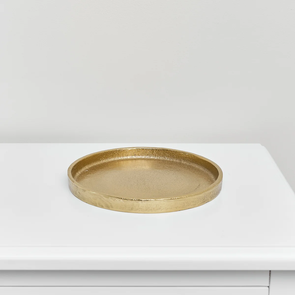 Consistent Small Round Antique Gold Metal Tray - 20.5cm Fashionable