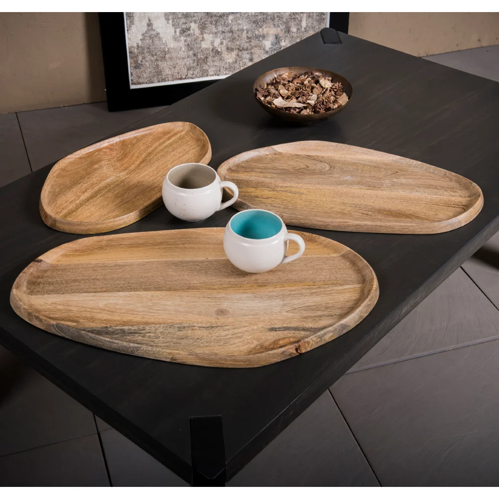 Crafted Organic Mango Tray - Set of 3 Smooth