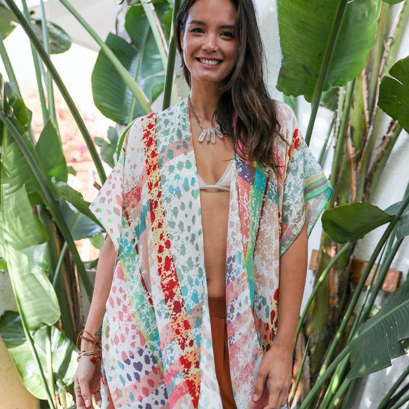 Smooth Splatter Print Kimono Proven