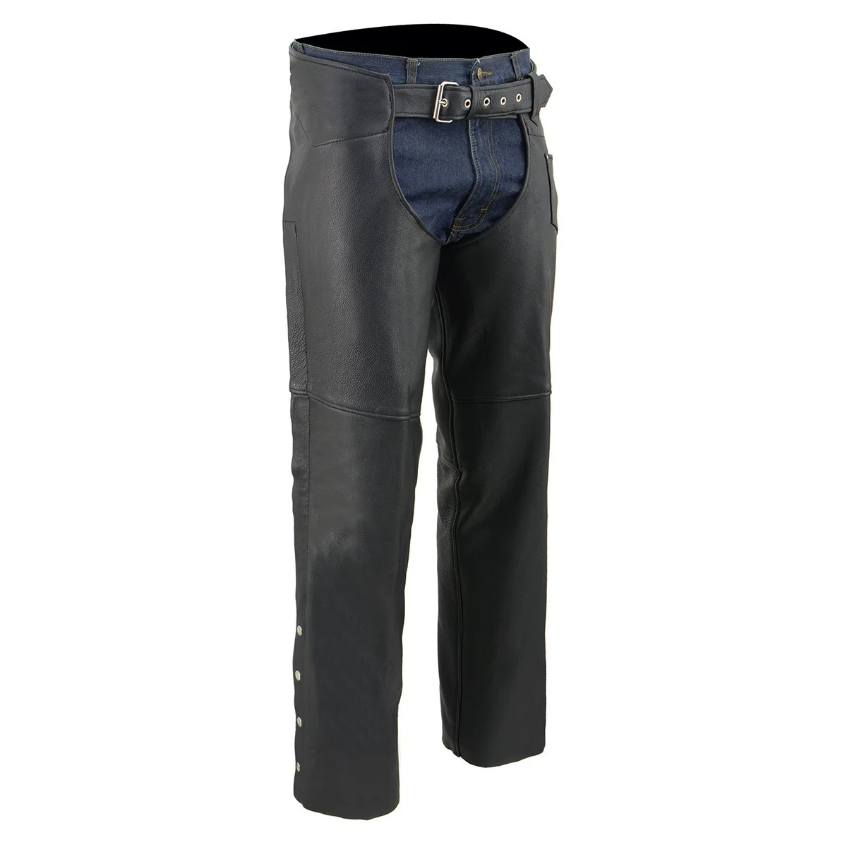 Convenient Milwaukee Leather Men's Black Premium Leather Fully Lined Motorcycle Chaps w Front Coin Pocket ML1115 Innovative
